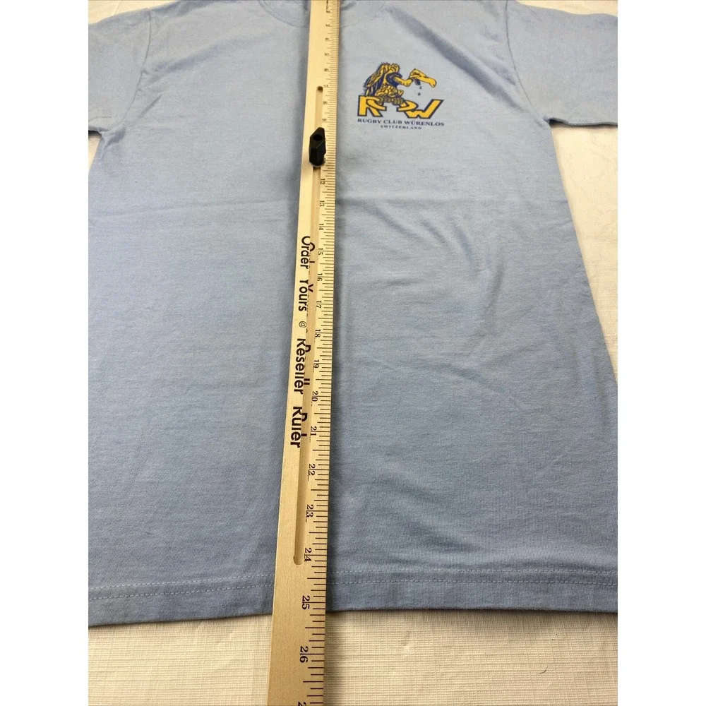 Rugby Club Wurenlos Switzerland‎ Tshirt SZ Small 34-36 Powder Blue 2 Sided Print